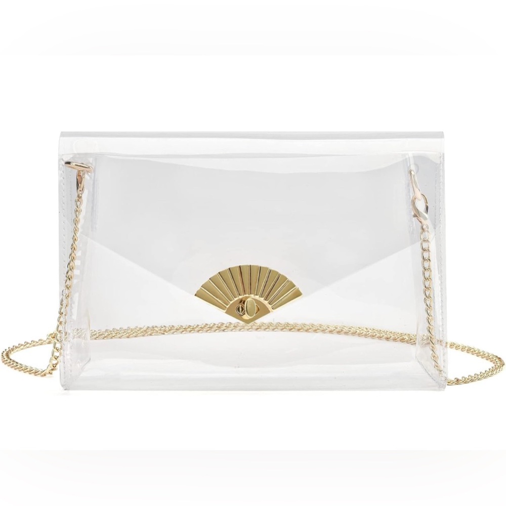 NEW clear gold chain clear purse stadium approved
